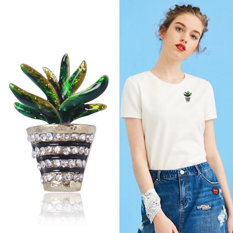 迷你仙人掌盆栽胸针创意滴油绿植胸花简约小清新服装配饰批发详情图3