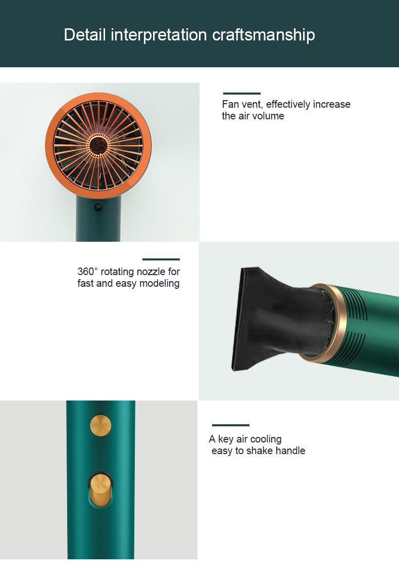 DALING-3013 hair dryer for household use, blue light negative ion hair care, long tube air outlet, dual concentrated air outlet, 1200W high power, constant temperature, quick drying, cold and hot air, wholesale for export detail image 11