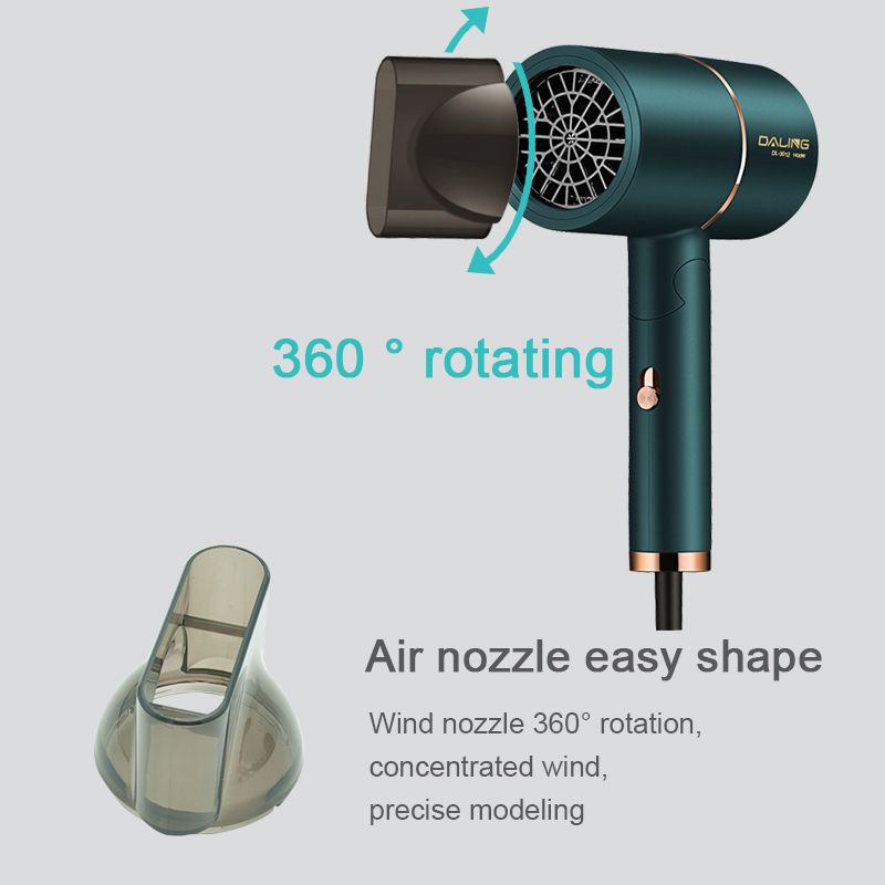 DALING-3012 hair dryer, household blue light negative ion hair care hair dryer, foldable and portable, 1400W high-power constant-temperature quick-drying cold and hot air dryer, wholesale for export Specification image