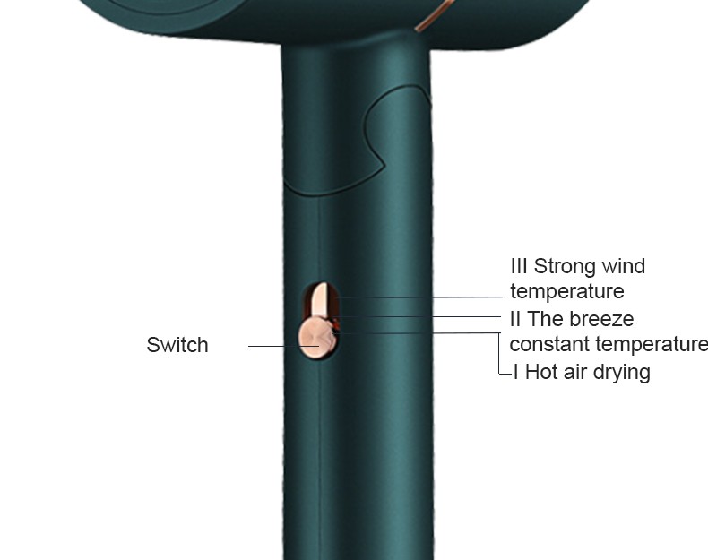 DALING-3012 hair dryer, household blue light negative ion hair care hair dryer, foldable and portable, 1400W high-power constant-temperature quick-drying cold and hot air dryer, wholesale for export pic 9