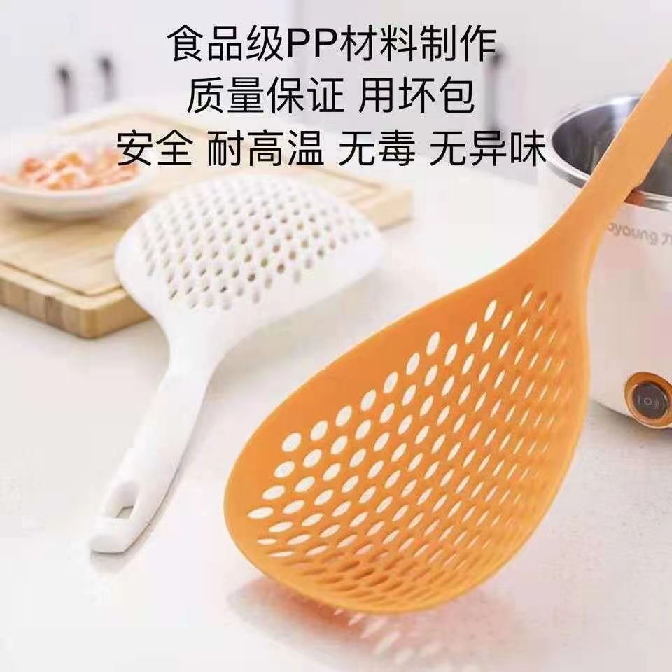 日式家用沥水勺大漏勺 长柄捞面条饺子