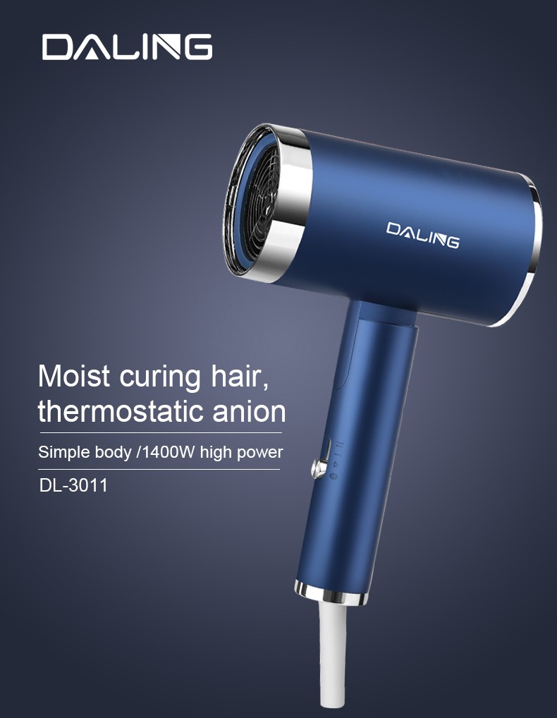 DALING-3011 hair dryer, household blue light negative ion hair care blower, 1400W High-power constant-temperature quick-drying cold and hot air blower, wholesale for export pic 1