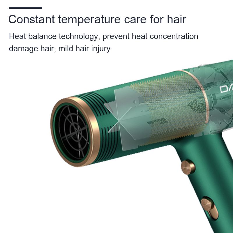 DALING-3013 hair dryer for household use, blue light negative ion hair care, long tube air outlet, dual concentrated air outlet, 1200W high power, constant temperature, quick drying, cold and hot air, wholesale for export details Picture