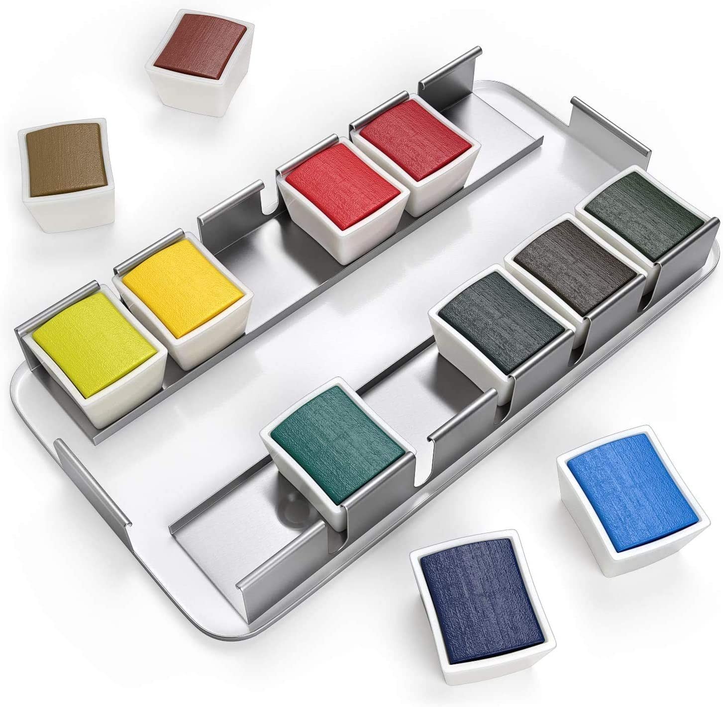 亚马逊热销铁盒12色水彩固体颜料带色卡固体水粉颜料详情图3