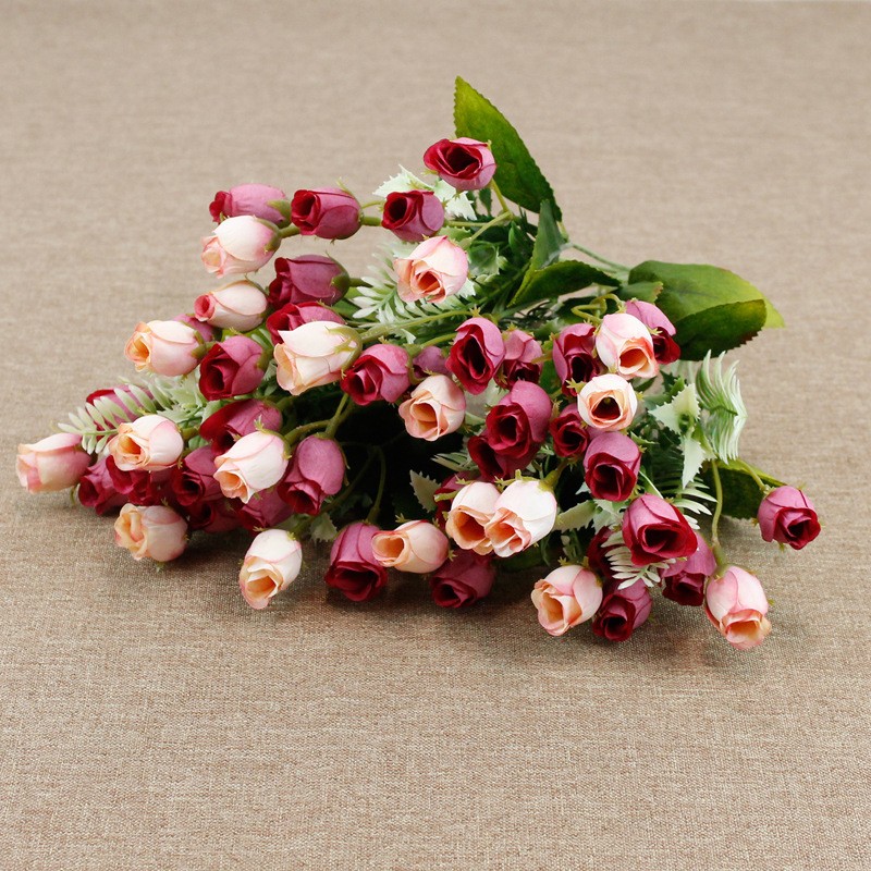 18-head colorful rose simulation bouquet, modern simple European style home decoration artificial flower fabric flower detail image 13