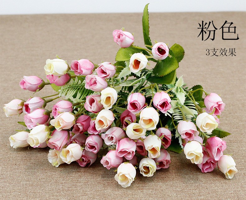18-head colorful rose simulation bouquet, modern simple European style home decoration artificial flower fabric flower detail image 2