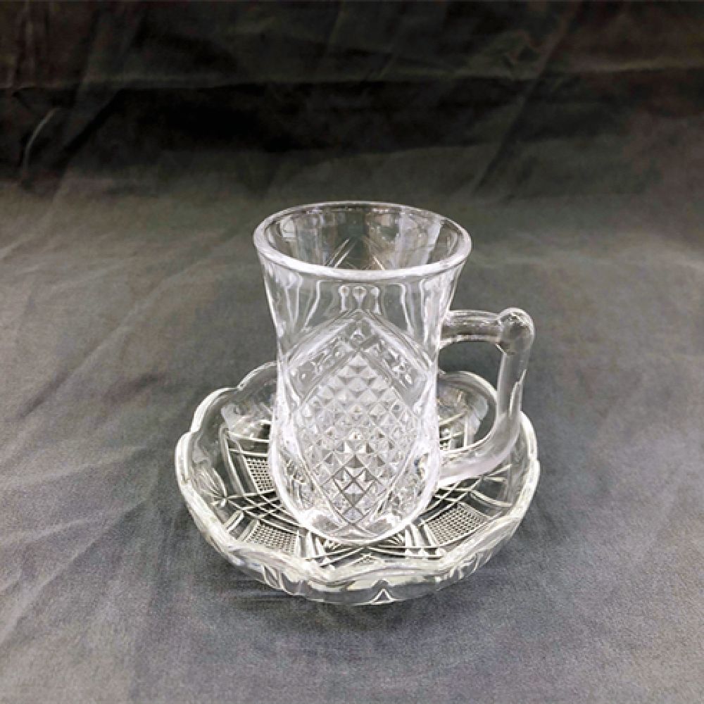 下午茶菠萝花型 透明水晶玻璃杯碟 泡花茶杯 咖啡杯 带把茶具 套装