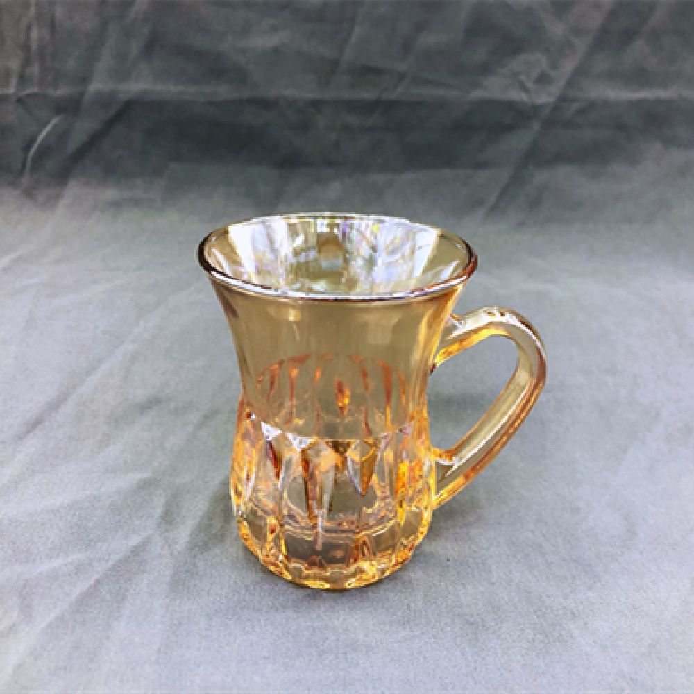 Amber handle tea cup, electroplated amber water cup, crystal glass wine cup, handle tea cup