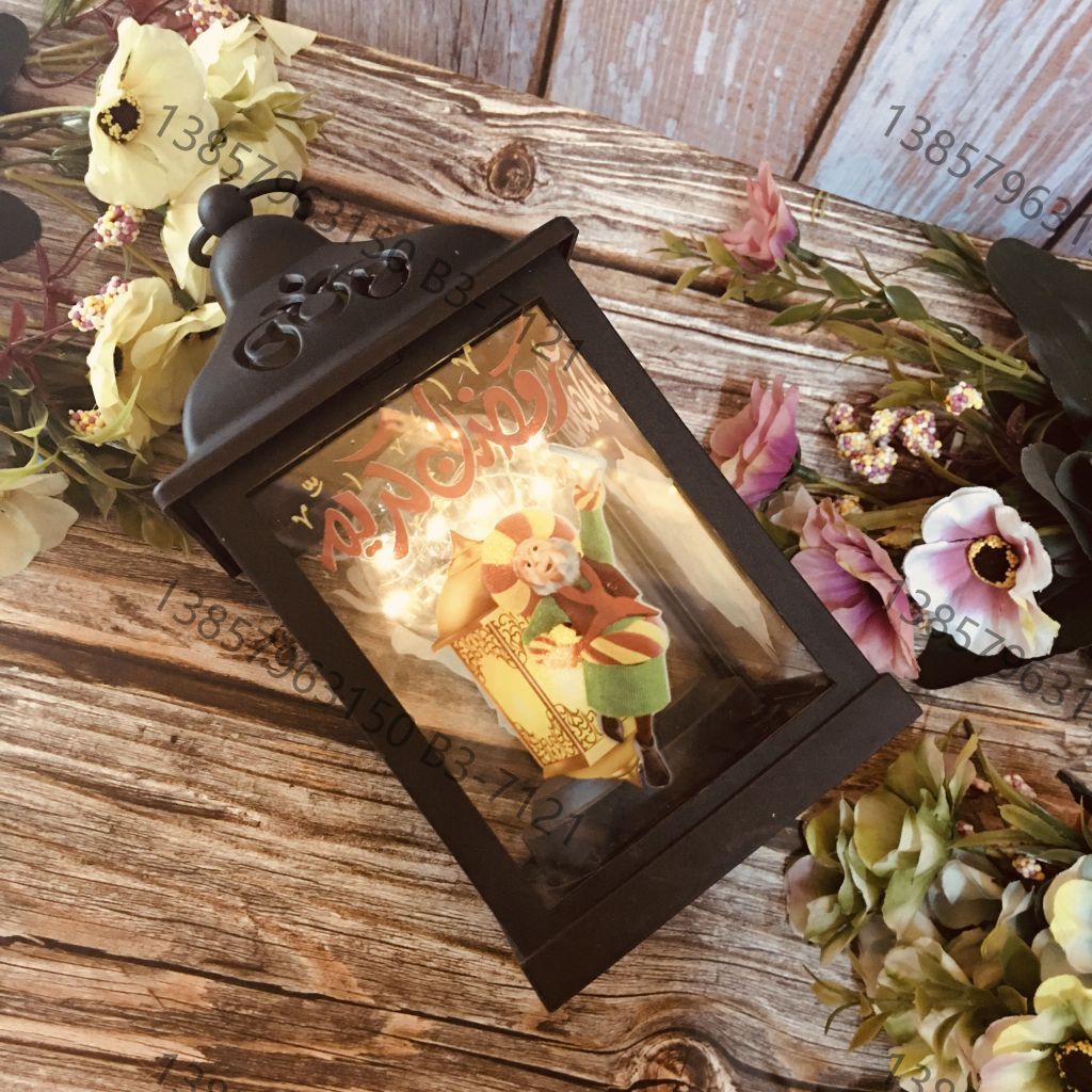 Ramadan ten thousand Christmas wind lantern ancient imitation kerosene flame plastic creative decoration process electronic candle stand imported cross-border wholesale stall douyin explosion wedding road LED horse-light soft decoration props fireplace UV012 Item Picture