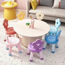 七色花儿童塑料靠背椅圆小凳子加厚儿童凳成人家用创意太阳小花凳