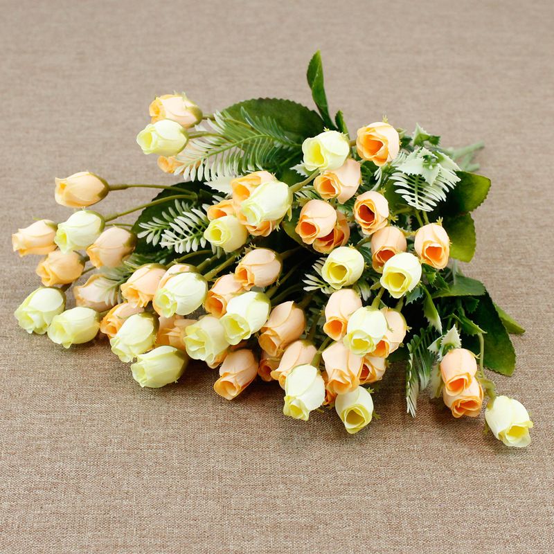 18-head colorful rose simulation bouquet, modern simple European style home decoration artificial flower fabric flower Specification image