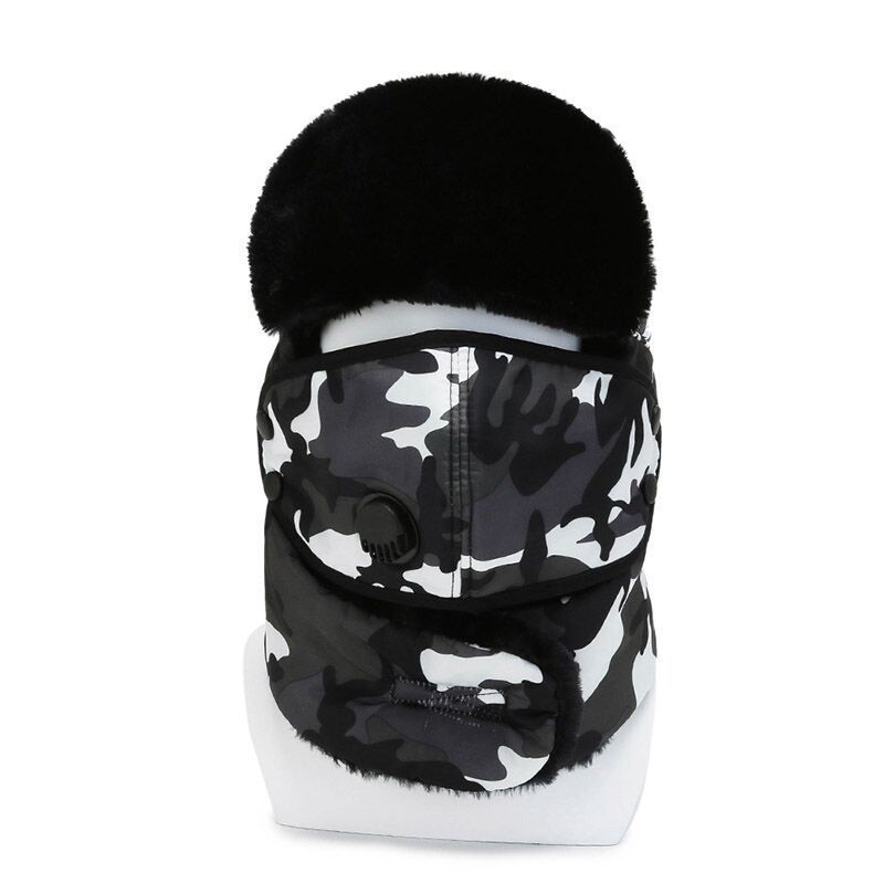 冬季雷锋帽防寒帽女男士户外骑行防寒保暖棉帽加厚迷彩护脖