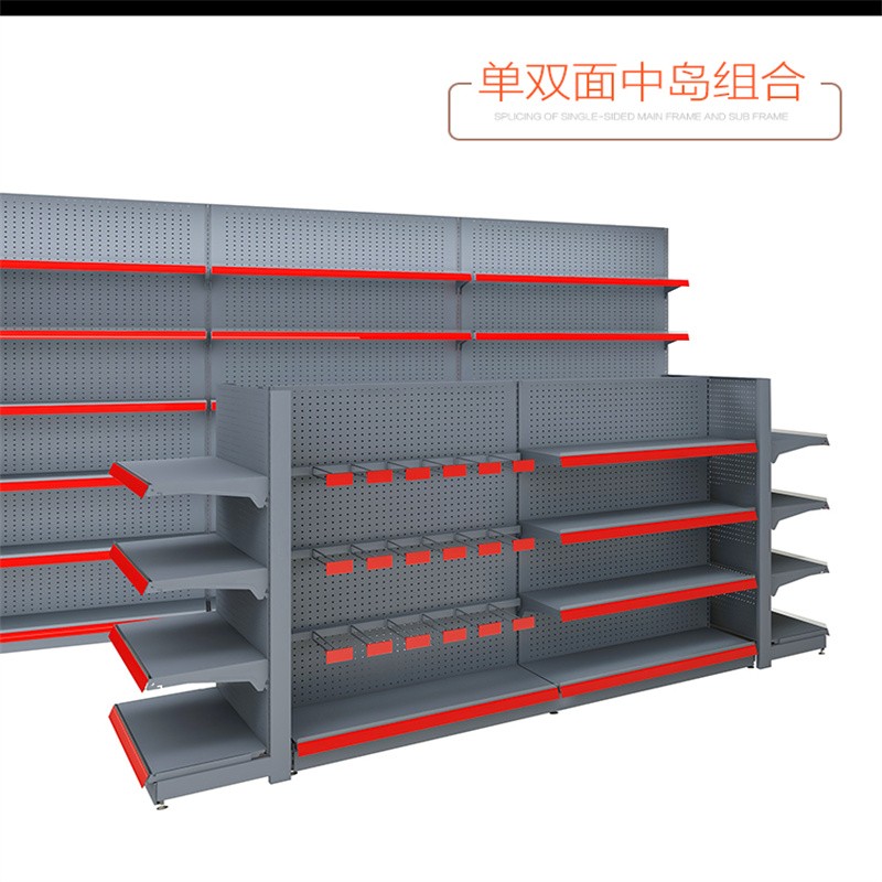 超市货架展示架金属货架单面靠墙置物架多层零食摆货架母婴店货架详情图2