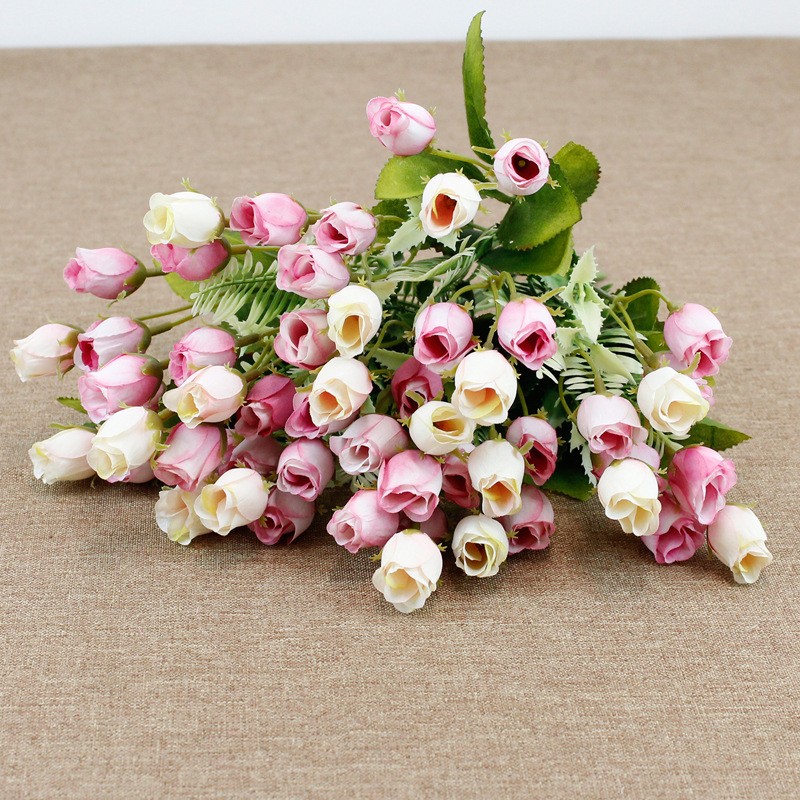18-head colorful rose simulation bouquet, modern simple European style home decoration artificial flower fabric flower detail image 16