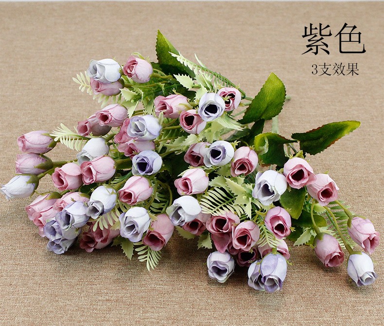 18-head colorful rose simulation bouquet, modern simple European style home decoration artificial flower fabric flower detail image 5