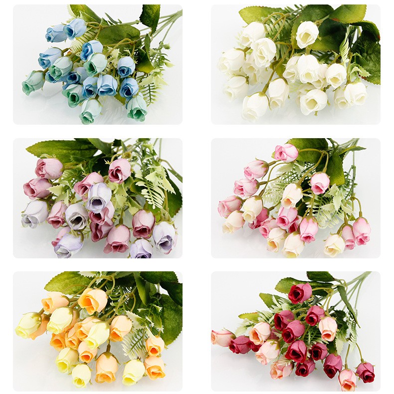 18-head colorful rose simulation bouquet, modern simple European style home decoration artificial flower fabric flower detail image 9