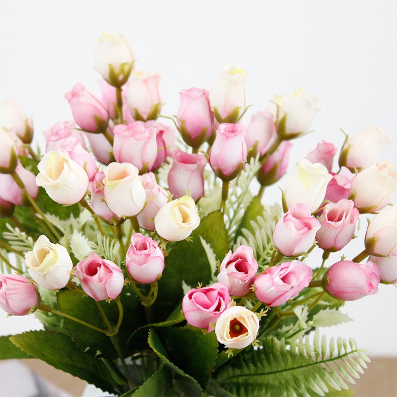 18-head colorful rose simulation bouquet, modern simple European style home decoration artificial flower fabric flower detail image 3