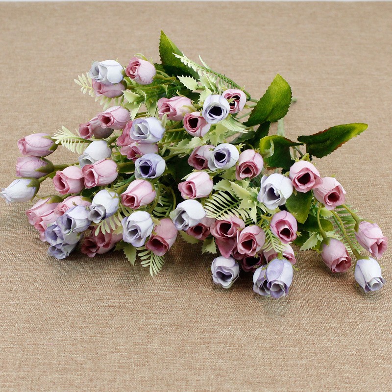 18-head colorful rose simulation bouquet, modern simple European style home decoration artificial flower fabric flower detail image 15