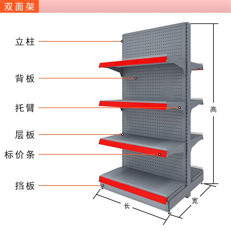超市货架展示架金属货架单面靠墙置物架多层零食摆货架母婴店货架详情图7