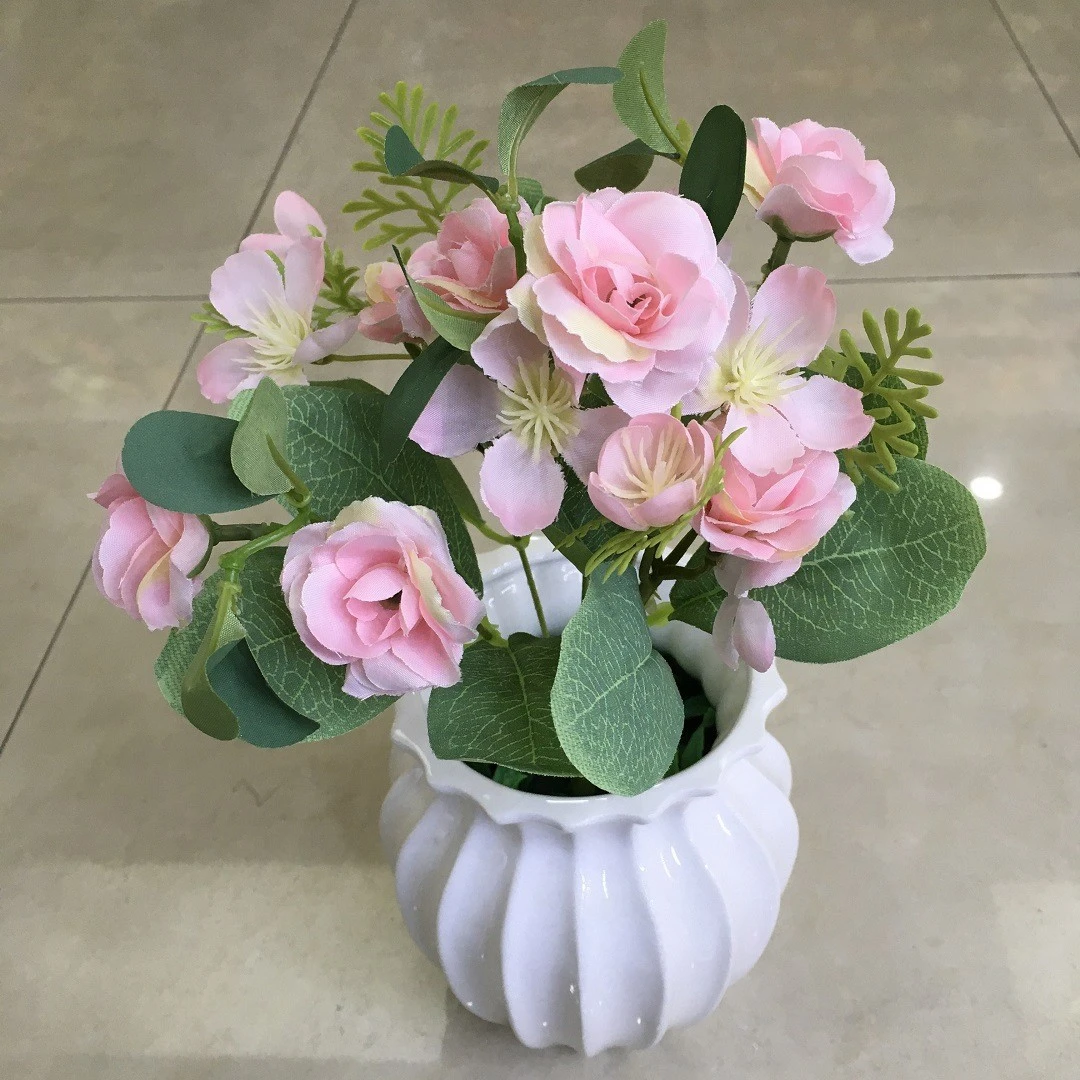 Simulated flower bouquet, 5-fork spring scenery, Korean rose, home decoration, artificial flower, wedding photography, set decoration and props detail image 7
