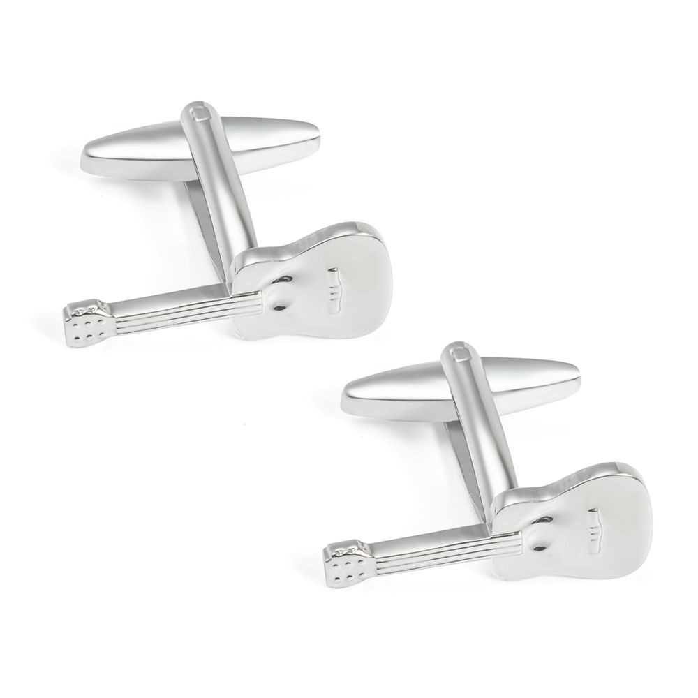 Wholesale silver guitar metal cufflinks in stock, cross-border export, popular on Amazon, custom-made French cufflinks Application Scenario