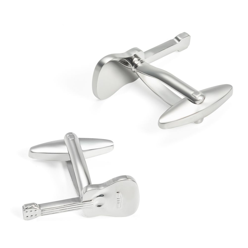 Wholesale silver guitar metal cufflinks in stock, cross-border export, popular on Amazon, custom-made French cufflinks Item Picture
