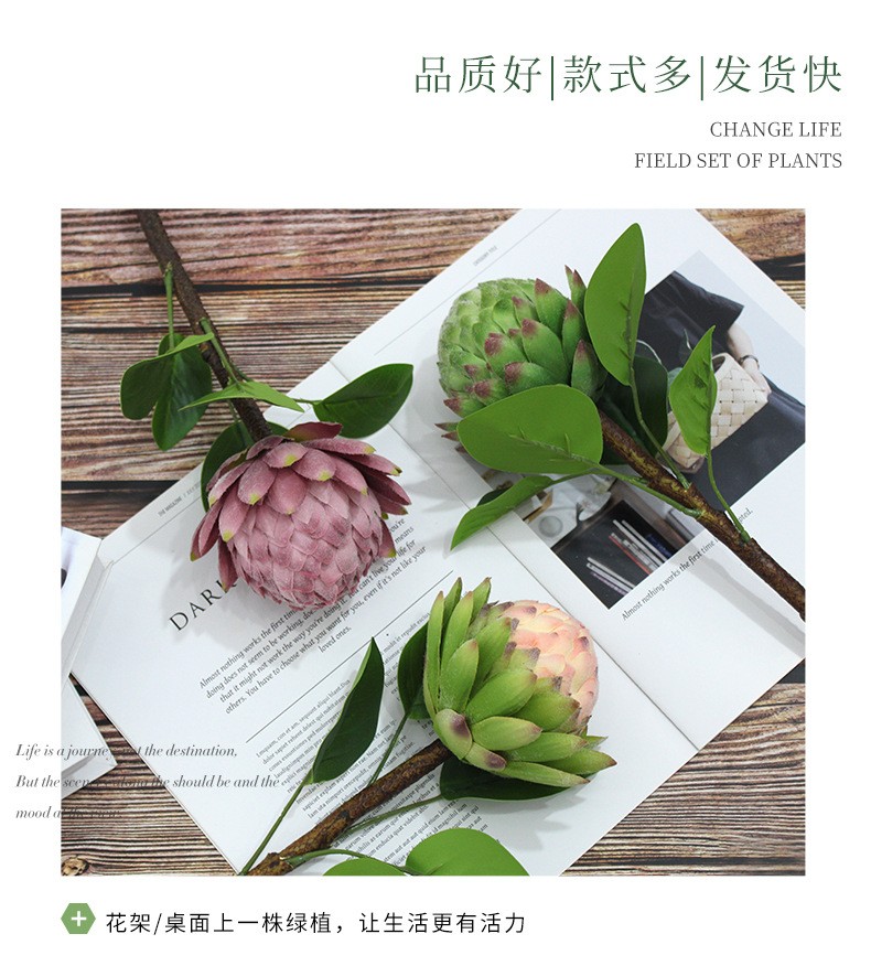 Artificial flowers, sugar apples, emperor flowers, silk flowers, home soft furnishings, table ornaments, floral art, Buddha heads, artificial flowers, interior decoration flowers in shops detail image 5