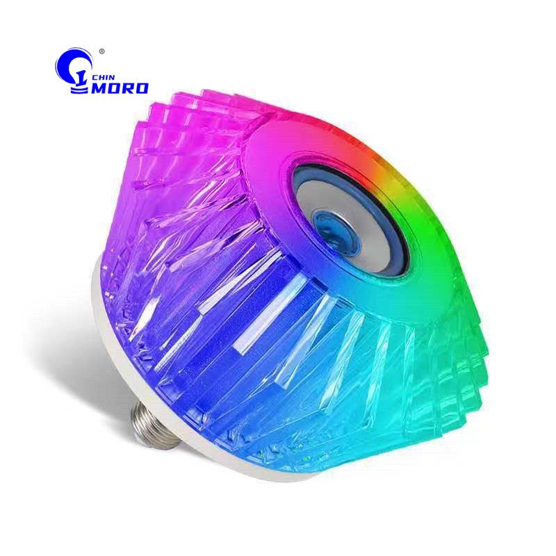 LED舞台灯七彩水晶蓝牙音响灯泡RGB智能遥控调光LED氛围灯 白底实物图