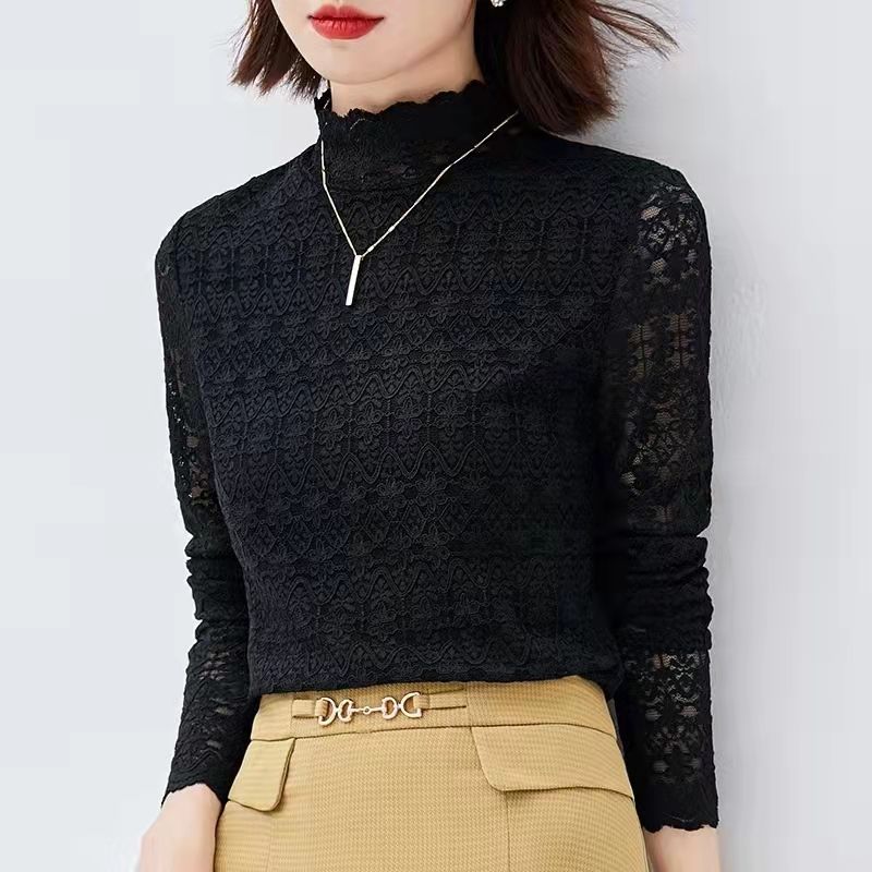 2021 nuevo temperamento de cuello alto de encaje legging vestido versátil para mujeres Specification image