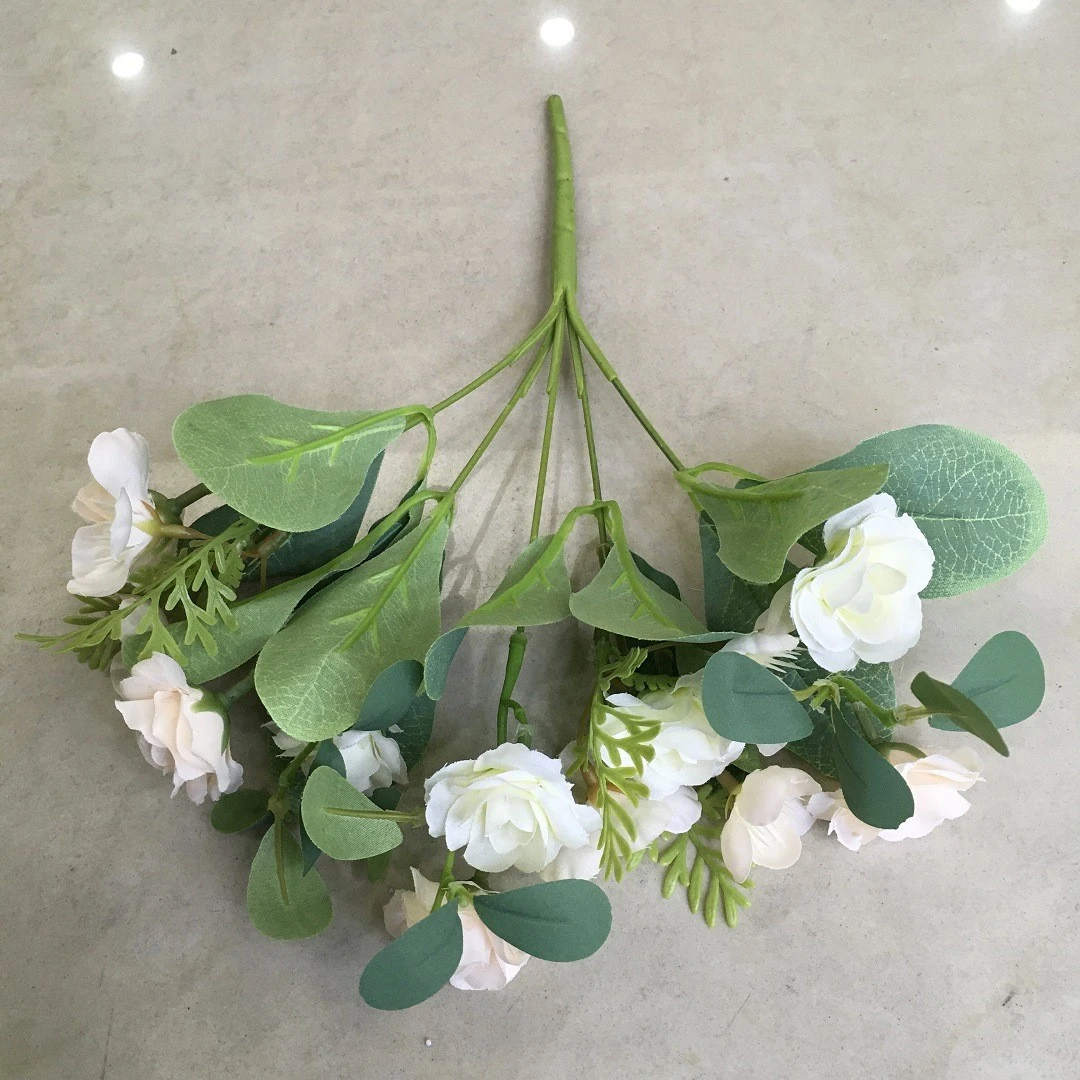 Simulated flower bouquet, 5-fork spring scenery, Korean rose, home decoration, artificial flower, wedding photography, set decoration and props detail image 1
