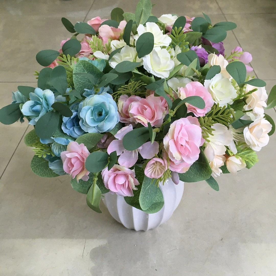 Simulated flower bouquet, 5-fork spring scenery, Korean rose, home decoration, artificial flower, wedding photography, set decoration and props detail image 6