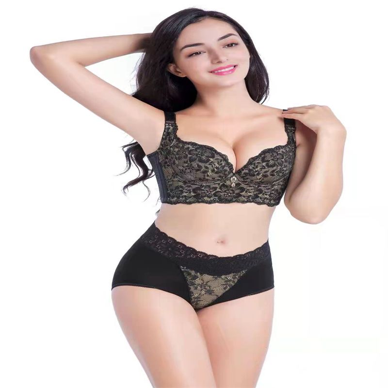 Small Chest Flat Bra Women's Bra Cover Super Thick Super Tight Anti-Sag Thickening Not Empty Cup Bra Set details Picture