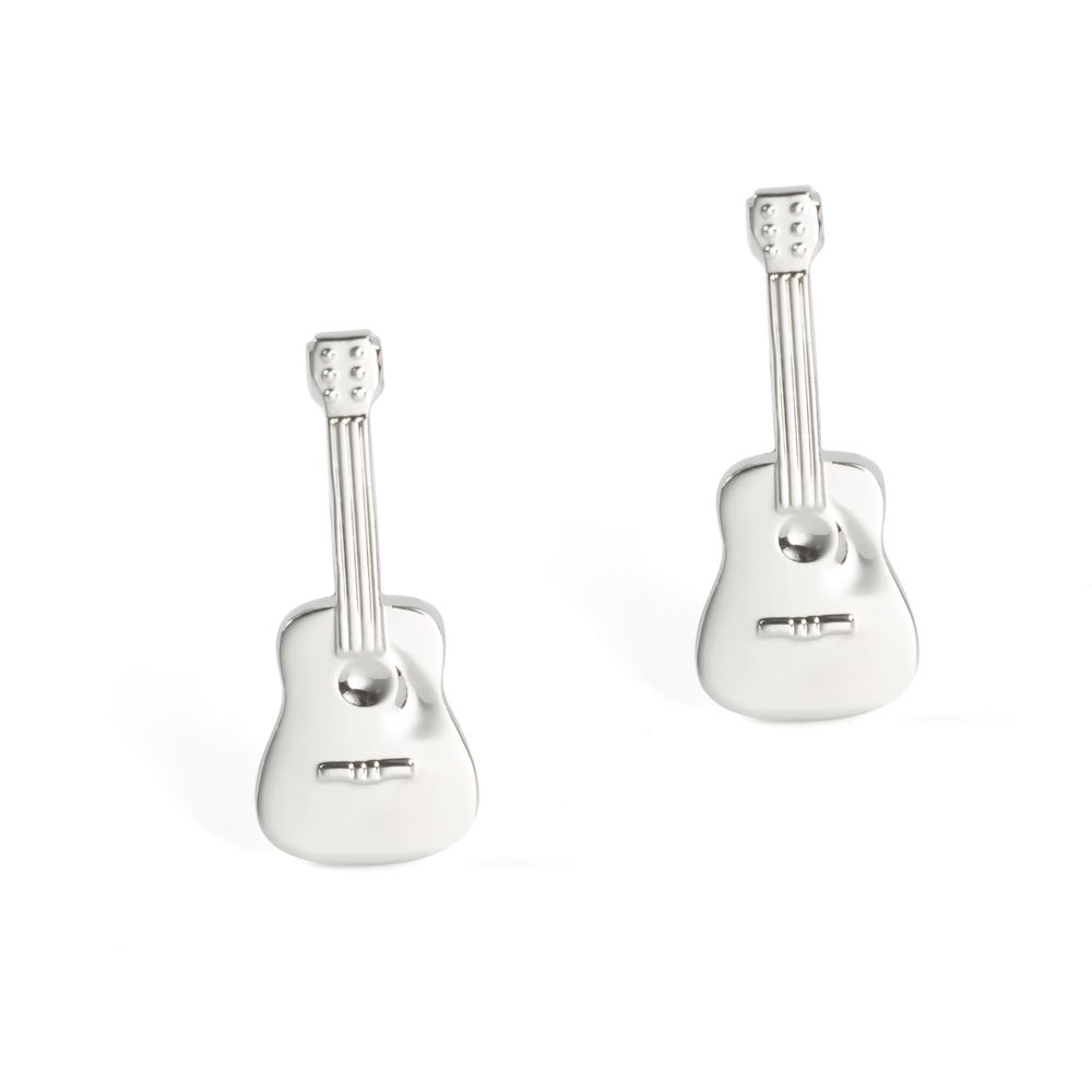 Wholesale silver guitar metal cufflinks in stock, cross-border export, popular on Amazon, custom-made French cufflinks details Picture