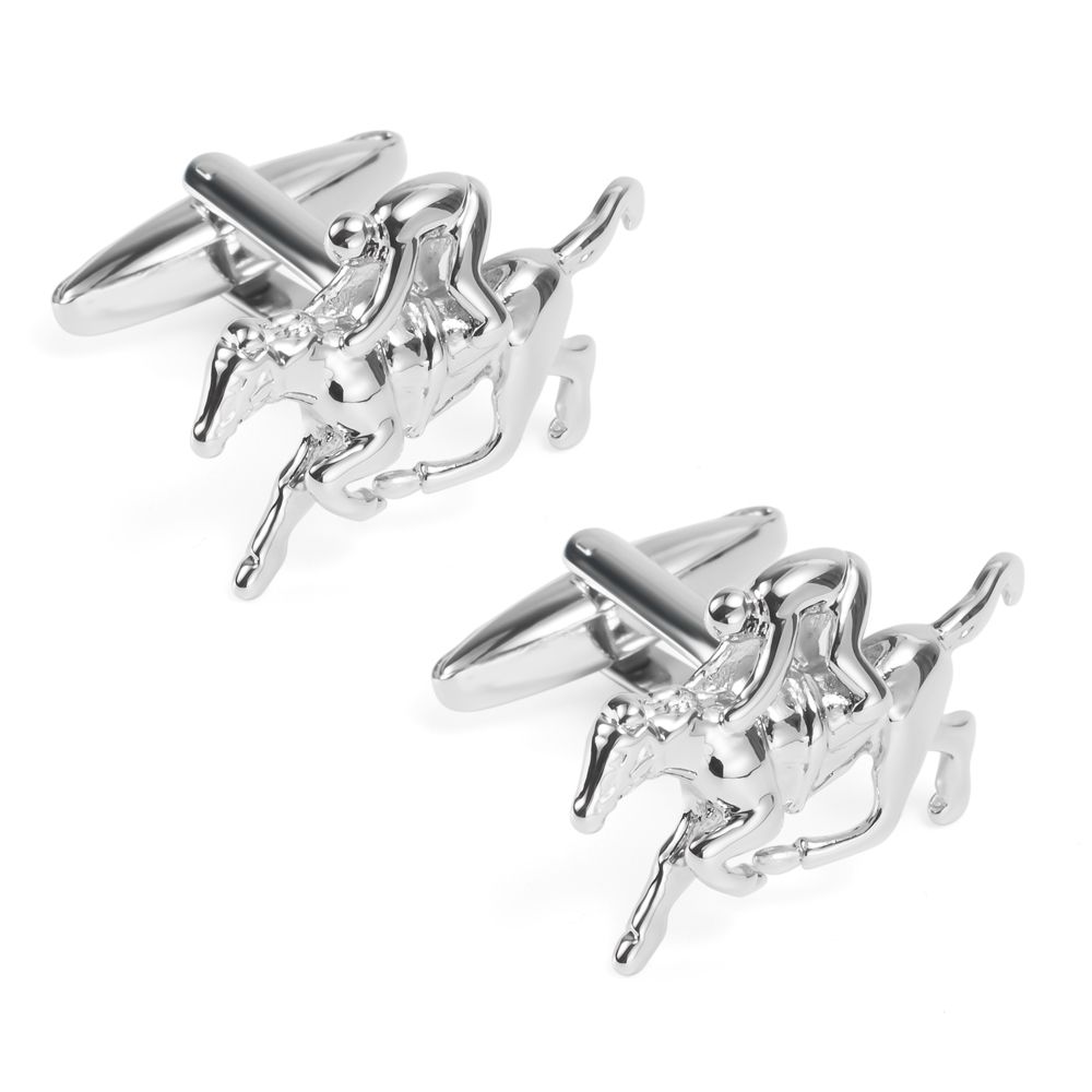 Custom-made high-end and fashionable French shirt cufflinks featuring popular horse racing metal from Europe and America Specification image