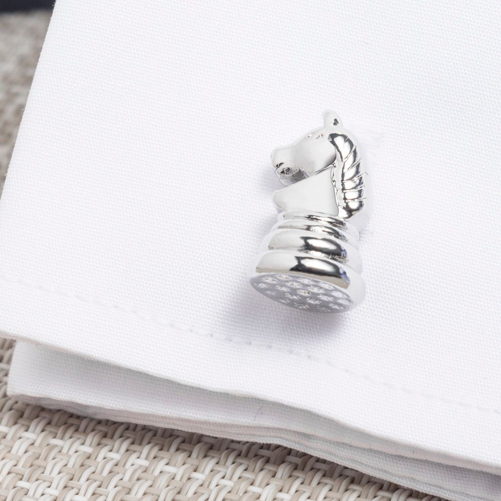 European and American cross-border best-selling chess horse metal cufflinks, high-end and fashionable French shirt cufflinks custom-made Item Picture