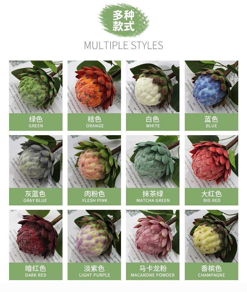 Artificial flowers, sugar apples, emperor flowers, silk flowers, home soft furnishings, table ornaments, floral art, Buddha heads, artificial flowers, interior decoration flowers in shops detail image 8