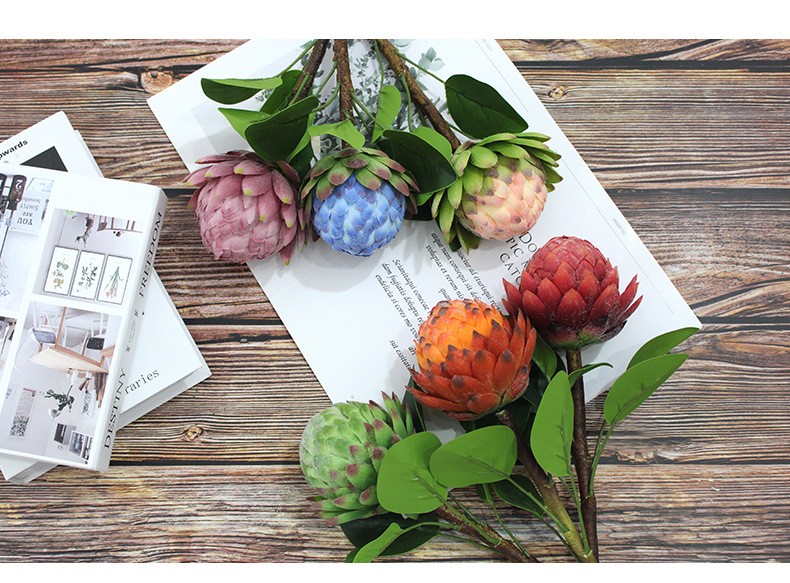 Artificial flowers, sugar apples, emperor flowers, silk flowers, home soft furnishings, table ornaments, floral art, Buddha heads, artificial flowers, interior decoration flowers in shops detail image 4
