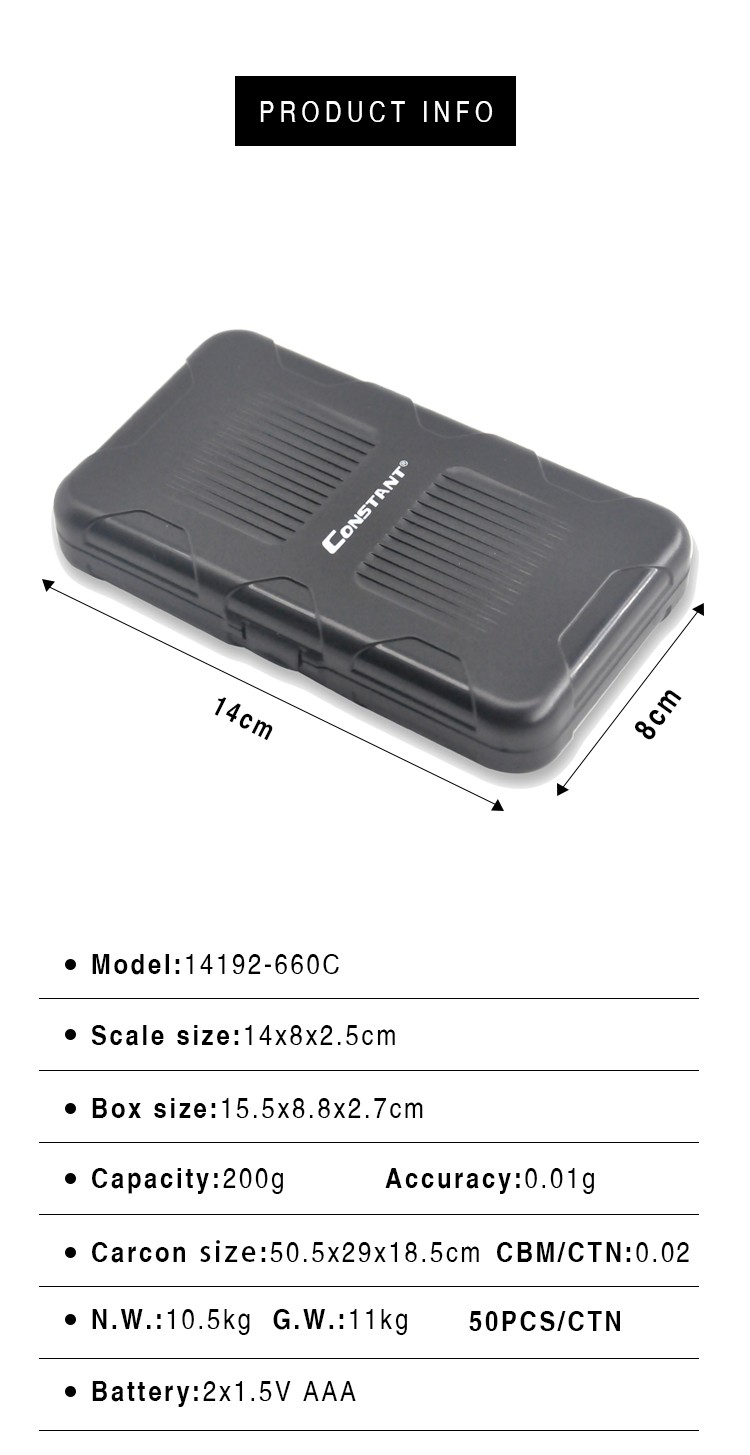 [Constant-660C] Electronic jewelry scale, portable palm scale, LCD backlit display with weights, precise measurement detail image 1