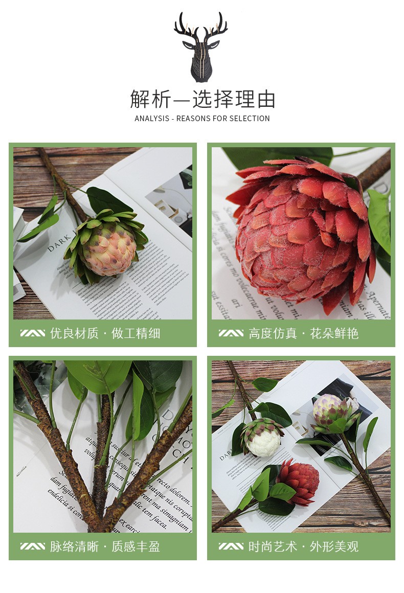Artificial flowers, sugar apples, emperor flowers, silk flowers, home soft furnishings, table ornaments, floral art, Buddha heads, artificial flowers, interior decoration flowers in shops detail image 6