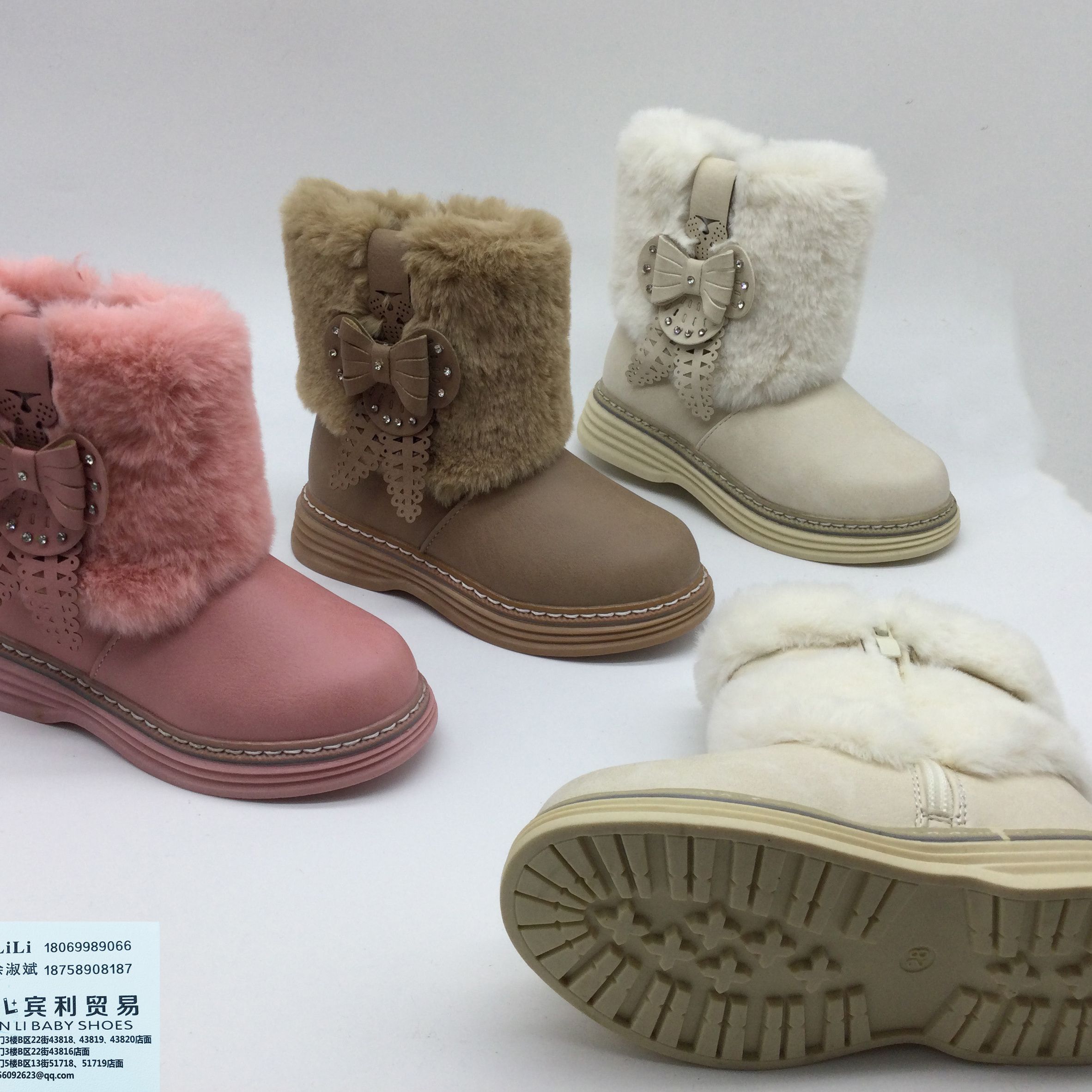 儿童冬鞋外贸女童雪地靴小孩棉靴子马丁靴短靴冬季新款加厚加绒40