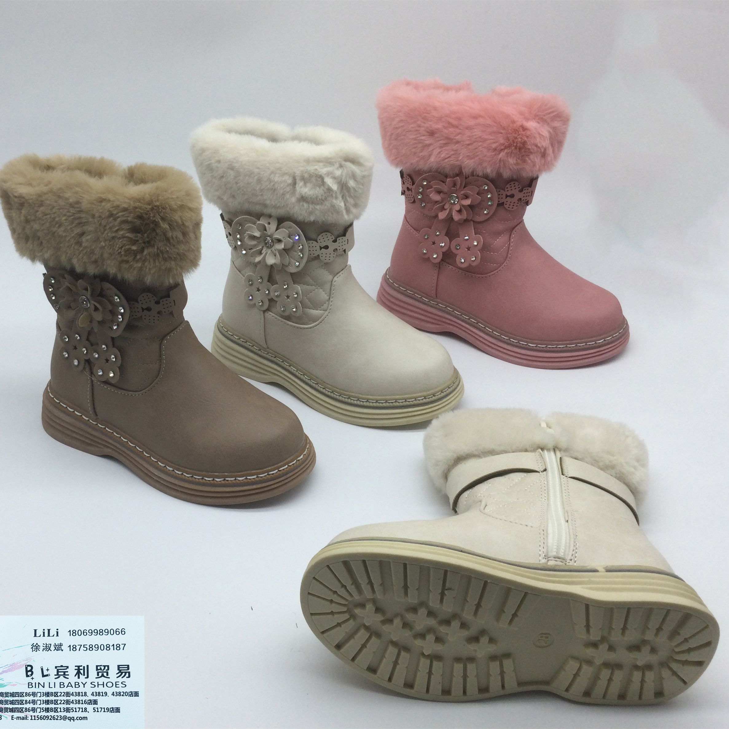 儿童冬鞋外贸女童雪地靴小孩棉靴子马丁靴短靴冬季新款加厚加绒24