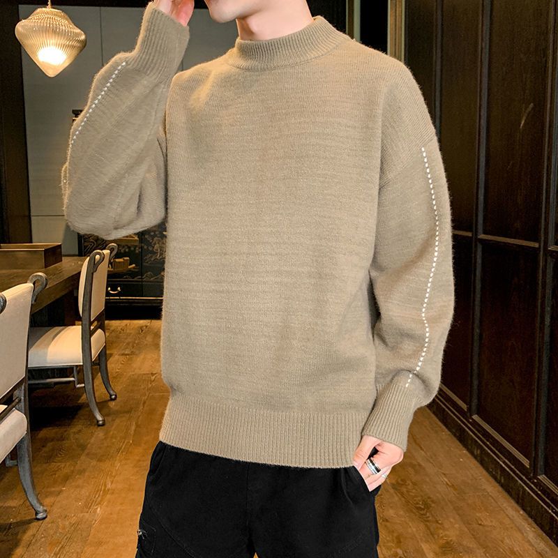 毛衣男圆领纯色春秋款内搭打底衫 秋冬季潮流毛线衣毛衫秋季针织衫92