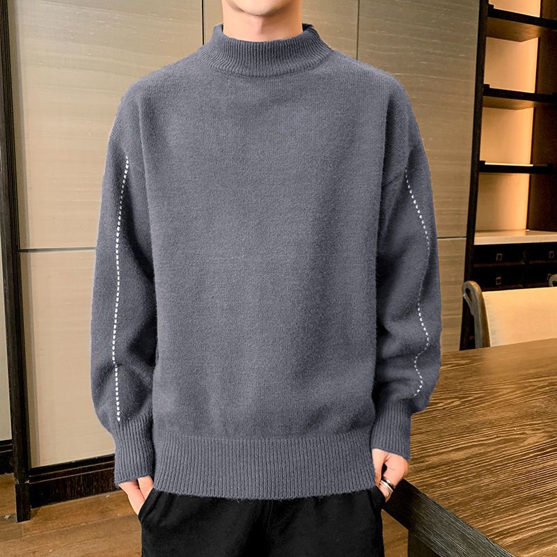 毛衣男圆领纯色春秋款内搭打底衫 秋冬季潮流毛线衣毛衫秋季针织衫90产品图