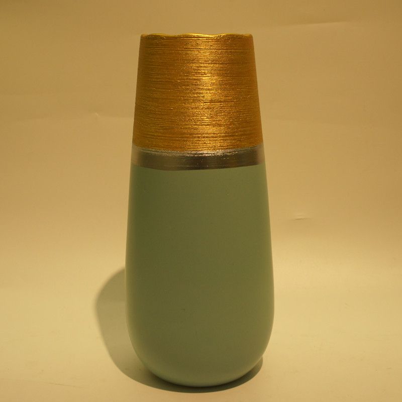 新款美式陶瓷花瓶三件套 创意酒店软装摆件 手绘陶瓷干花瓶工艺 金堡花瓶