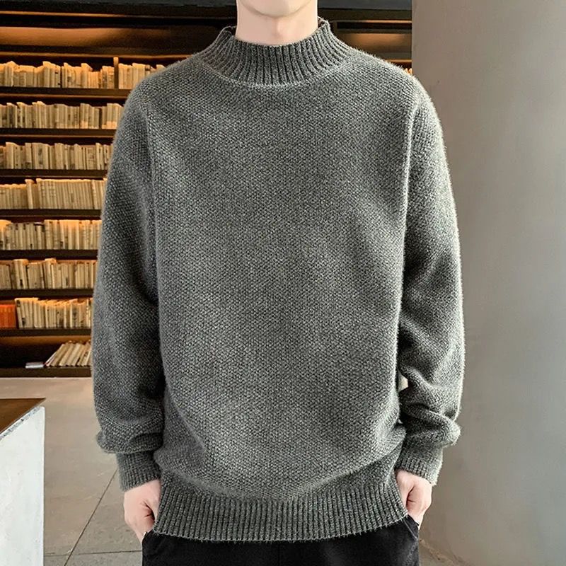 毛衣男圆领纯色春秋款内搭打底衫 秋冬季潮流毛线衣毛衫秋季针织衫180