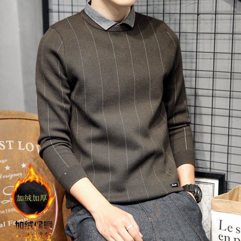 毛衣男圆领纯色春秋款内搭打底衫 秋冬季潮流毛线衣毛衫秋季针织衫89产品图