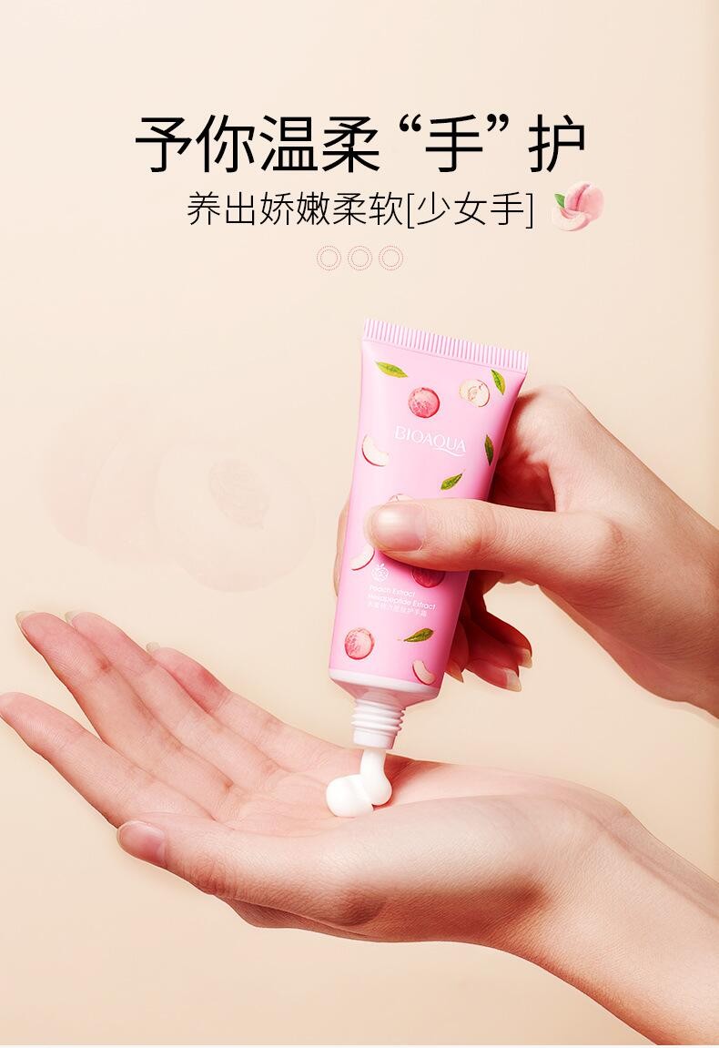 Boquanya Peach Lactic Acid Bacteria Hand Cream is a hydrating, moisturizing, refreshing and delicate hand cream that improves dryness and cracking detail image 7