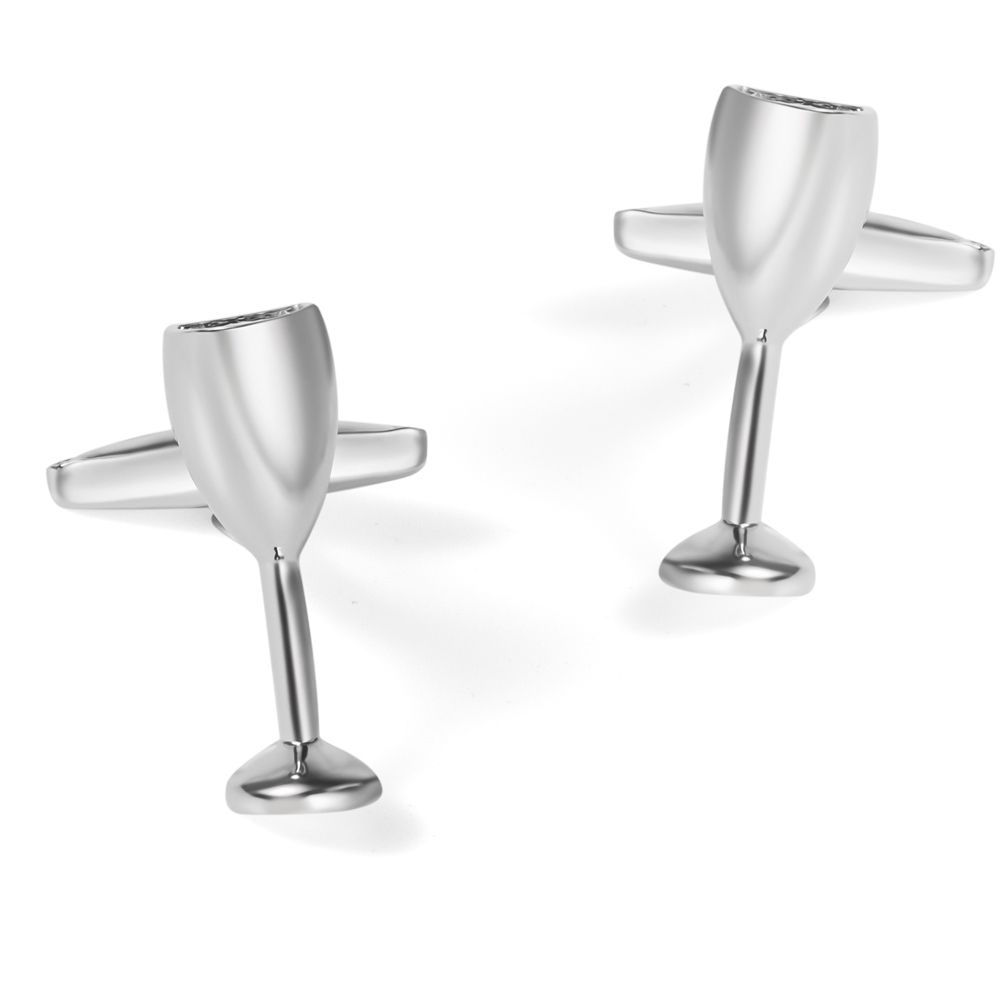 In-stock fun wine glass-shaped smooth plain metal cufflinks, export men's French shirt cuff buttons Item Picture