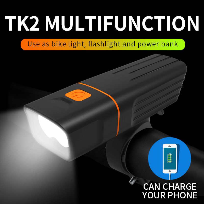 TK-2 Bicycle headlight 2LED bicycle headlight flashlight Night riding headlight USB charger bright light