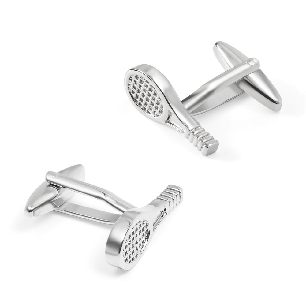 In stock, there are fun tennis racket cufflinks with smooth metal cuffs and men's business casual French shirt cuffs Application Scenario